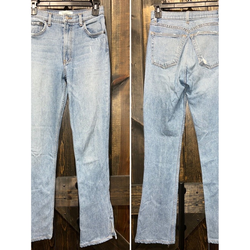 Reformation Perri High‎ Rise Straight Leg Jeans Slit Hem Lanai Wash 26 Casual